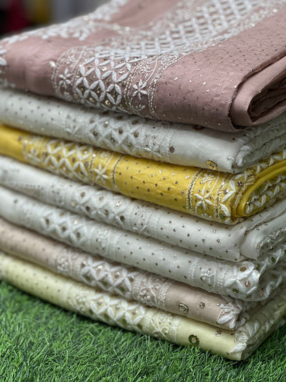 Chikankari And Mukesh On Organza Silk · 48 Artisan Hours of work · The Resham Adaa Edit