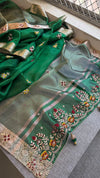 Emerald Green Gold Saree
