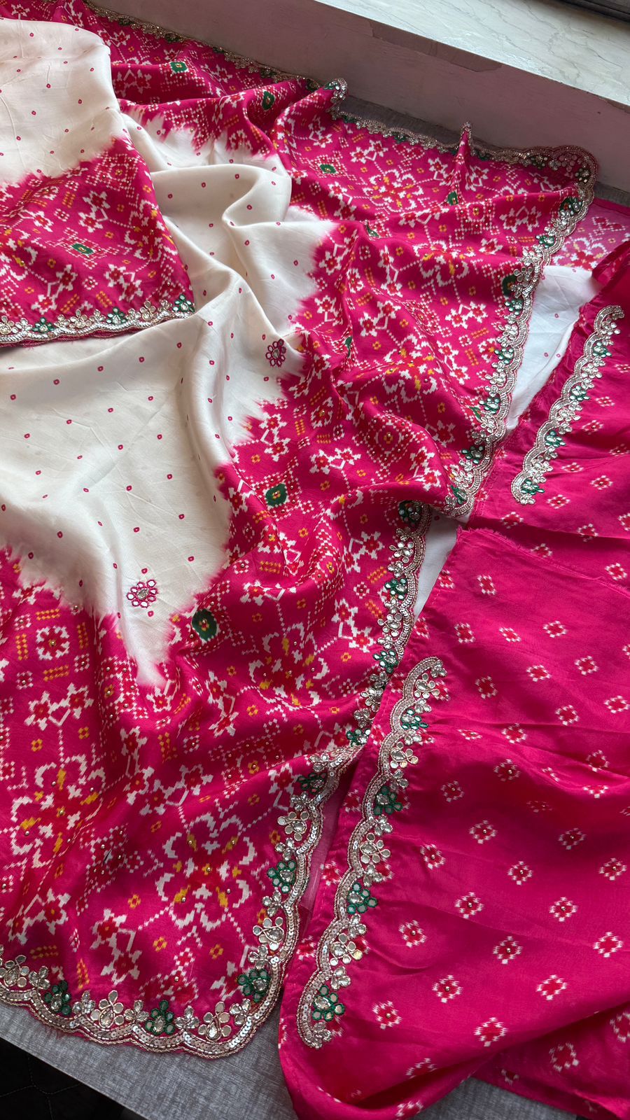 Zardozi And Pearl On Pure Munga Silk Patola · 48 Artisan Hours of work · The Noor Edit