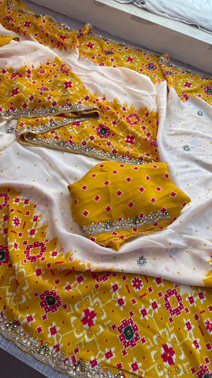 Zardozi And Pearl On Pure Munga Silk Patola · 48 Artisan Hours of work · The Noor Edit