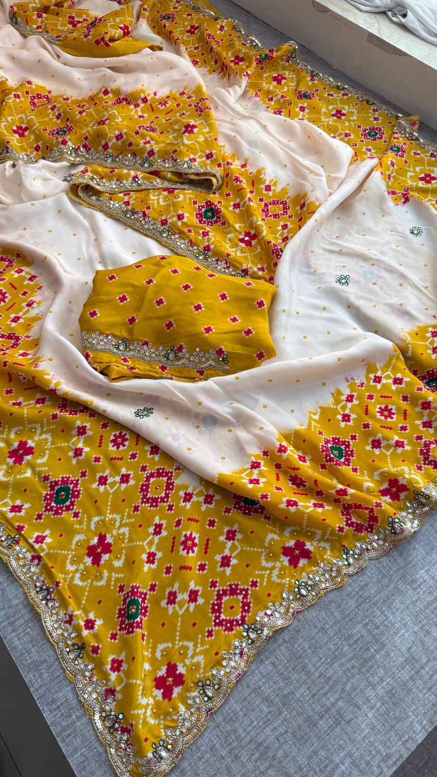 Zardozi And Pearl On Pure Munga Silk Patola · 48 Artisan Hours of work · The Noor Edit