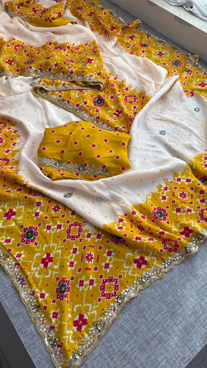 Zardozi And Pearl On Pure Munga Silk Patola · 48 Artisan Hours of work · The Noor Edit