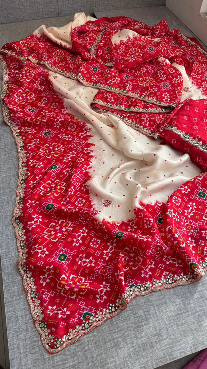 Zardozi And Pearl On Pure Munga Silk Patola · 48 Artisan Hours of work · The Noor Edit