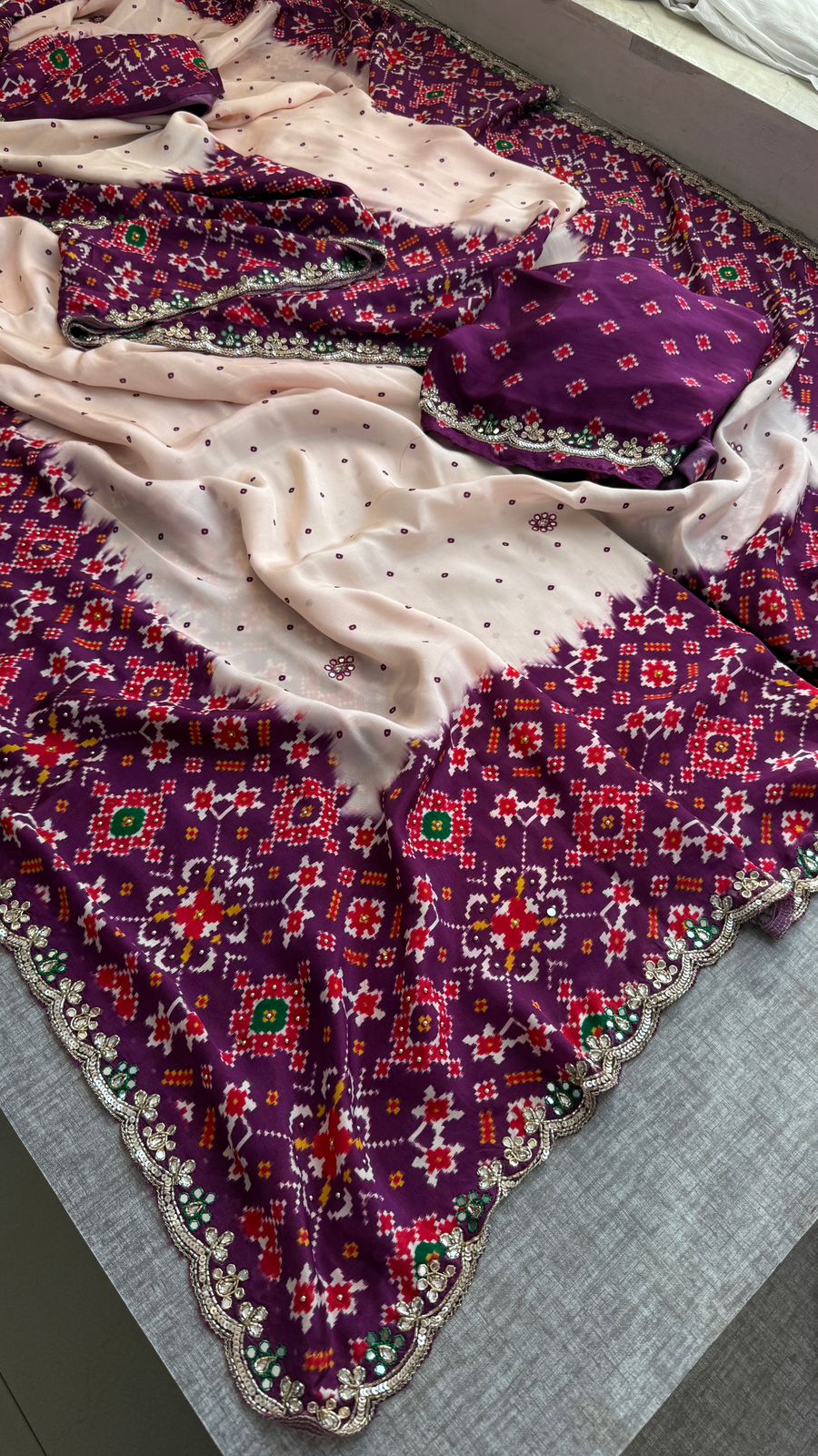 Zardozi And Pearl On Pure Munga Silk Patola · 48 Artisan Hours of work · The Noor Edit