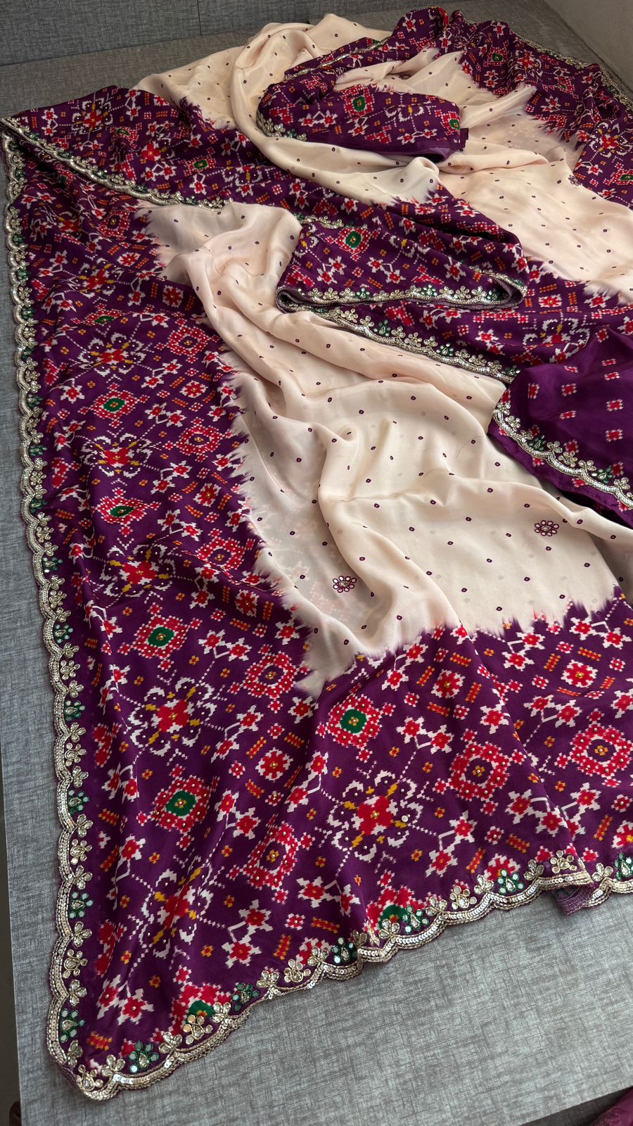 Zardozi And Pearl On Pure Munga Silk Patola · 48 Artisan Hours of work · The Noor Edit