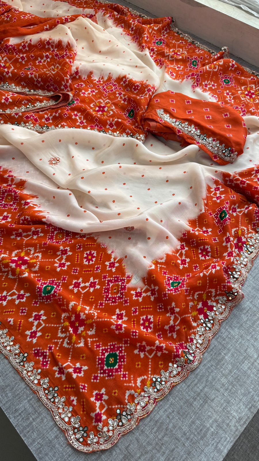 Zardozi And Pearl On Pure Munga Silk Patola · 48 Artisan Hours of work · The Noor Edit