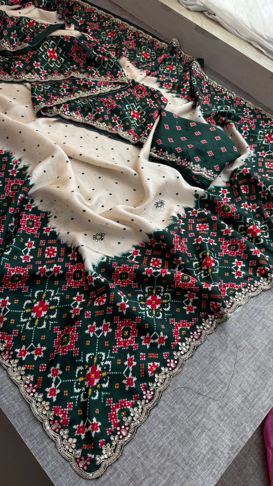 Zardozi And Pearl On Pure Munga Silk Patola · 48 Artisan Hours of work · The Noor Edit