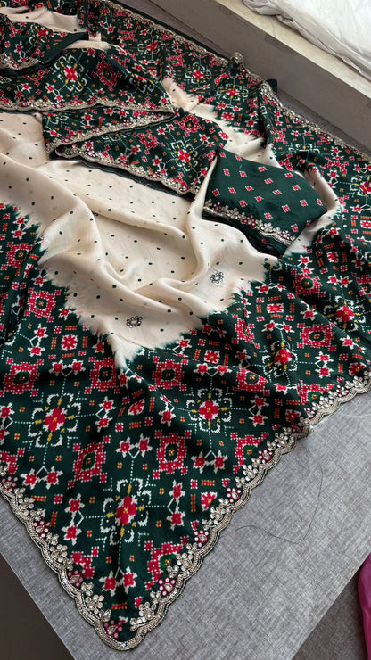 Zardozi And Pearl On Pure Munga Silk Patola · 48 Artisan Hours of work · The Noor Edit