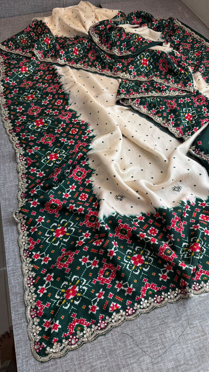 Zardozi And Pearl On Pure Munga Silk Patola · 48 Artisan Hours of work · The Noor Edit
