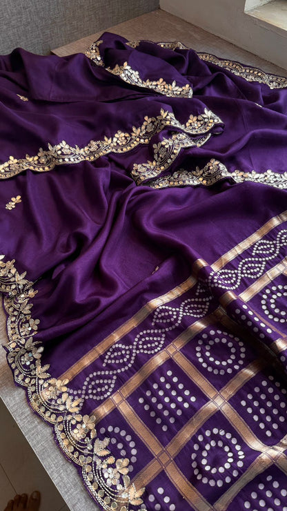 Zardozi And Gotta Patti On Pure Munga Silk Banarasi · 56 Artisan Hours of work · The Mehfil Edit