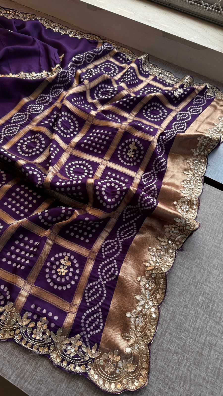 Royal Pure Munga Silk Banarasi Saree With Zardozi & Gota Patti Handwork