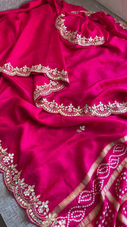 Zardozi And Gotta Patti On Pure Munga Silk Banarasi · 56 Artisan Hours of work · The Mehfil Edit