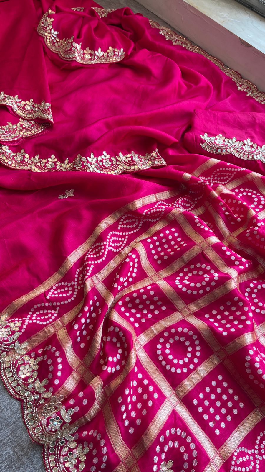 Zardozi And Gotta Patti On Pure Munga Silk Banarasi · 56 Artisan Hours of work · The Mehfil Edit