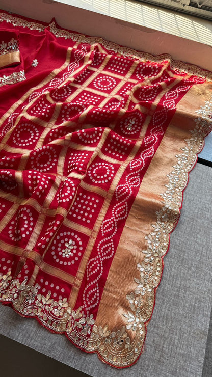 Zardozi And Gotta Patti On Pure Munga Silk Banarasi · 56 Artisan Hours of work · The Mehfil Edit