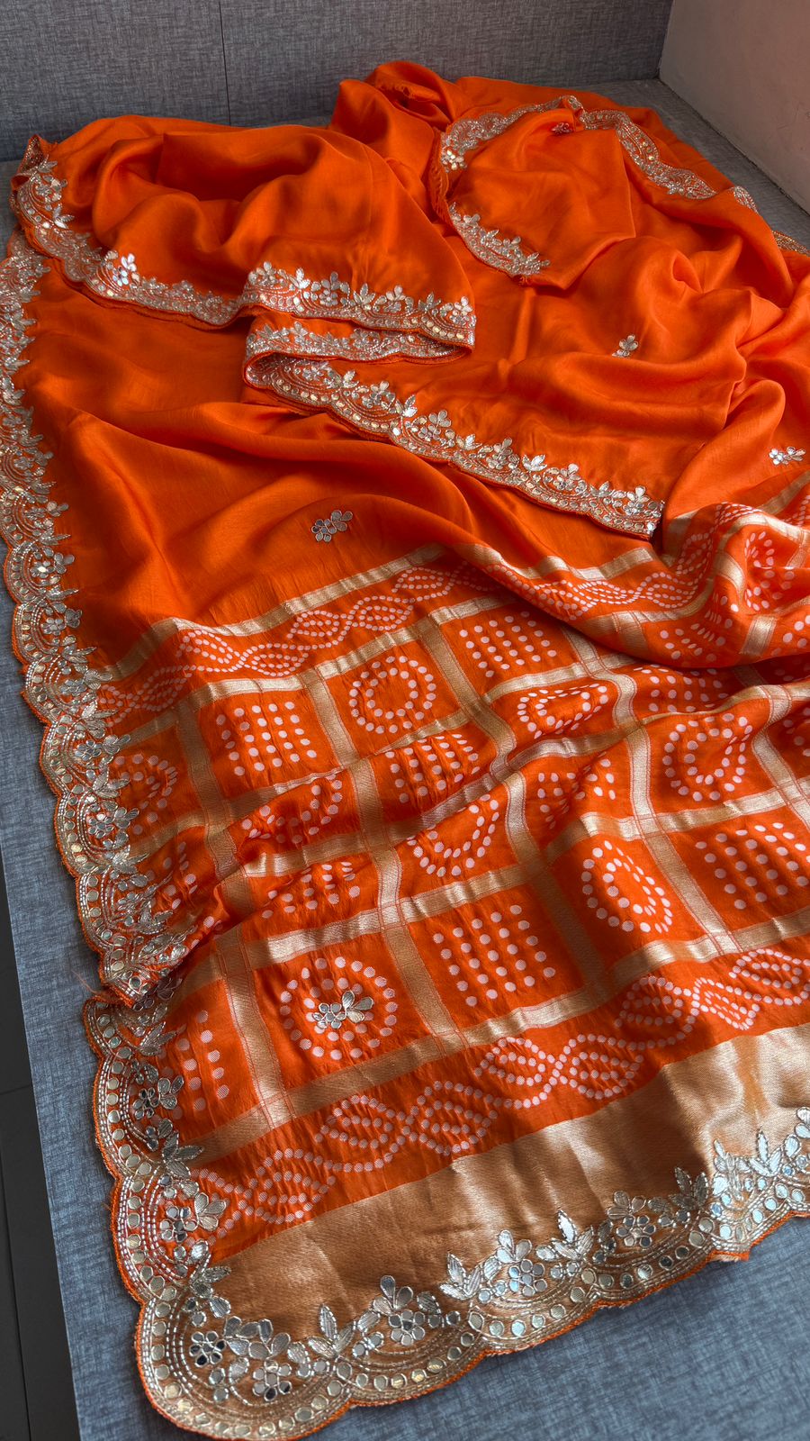 Royal Pure Munga Silk Banarasi Saree With Zardozi & Gota Patti Handwork