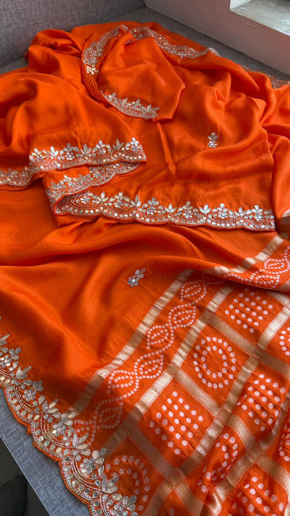 Zardozi And Gotta Patti On Pure Munga Silk Banarasi · 56 Artisan Hours of work · The Mehfil Edit