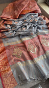 Dusty Grey Rose Saree