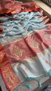 Powder Blue Rose Saree
