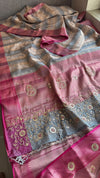 Soft Grey Rose Saree