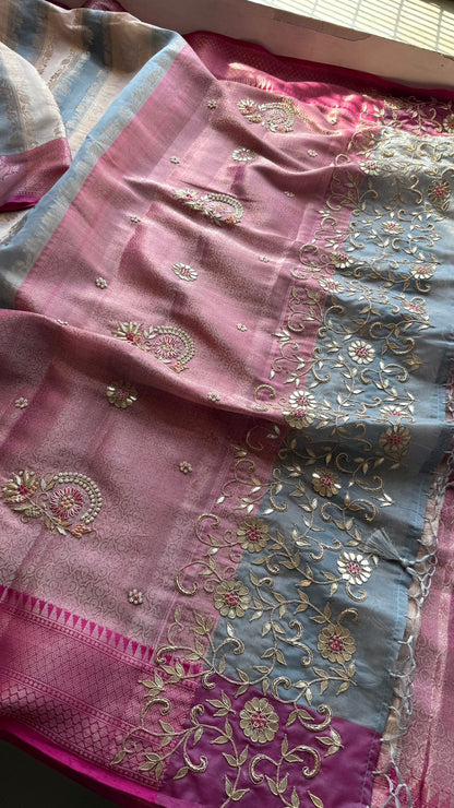 Zardozi Floral Vine On Banarasi Silk · 52 Artisan Hours of work · The Royal Edit