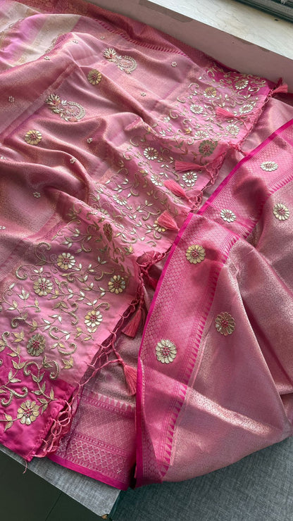 Zardozi Floral Vine On Banarasi Silk · 52 Artisan Hours of work · The Royal Edit