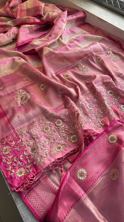 Zardozi Floral Vine On Banarasi Silk · 52 Artisan Hours of work · The Royal Edit