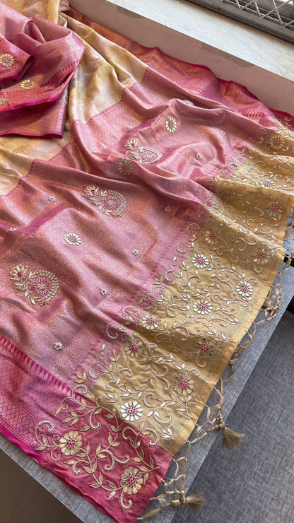Zardozi Floral Vine On Banarasi Silk · 52 Artisan Hours of work · The Royal Edit