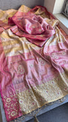 Ivory Pink Gold Saree