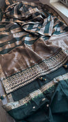 Bottle Green Gold Saree