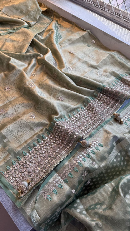Gotta Patti Zardozi And Pearl On Tissue Silk Banarasi · 60 Artisan Hours of work · The Riwaayat Edit