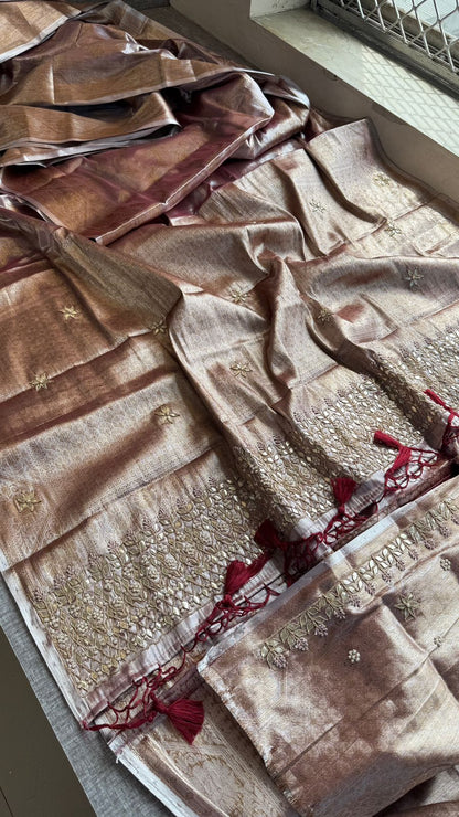 Gotta Patti Zardozi And Pearl On Tissue Silk Banarasi · 60 Artisan Hours of work · The Riwaayat Edit