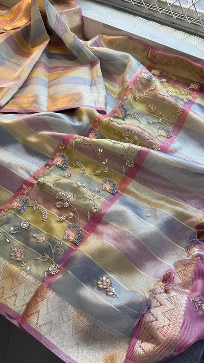 Zardozi And Pearl On Tissue Silk Banarasi · 56 Artisan Hours of work · The Noor Edit