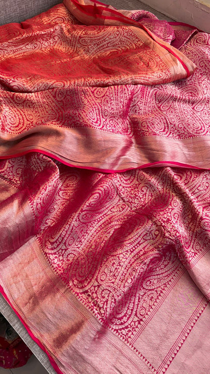 Zari Golden Weaving On Khaddi Georgette Banarasi · 20 Artisan Hours of work · The Zari Edit