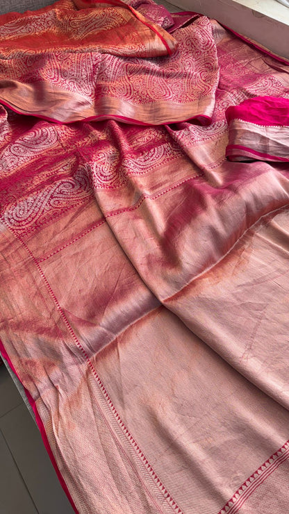 Zari Golden Weaving On Khaddi Georgette Banarasi · 20 Artisan Hours of work · The Zari Edit