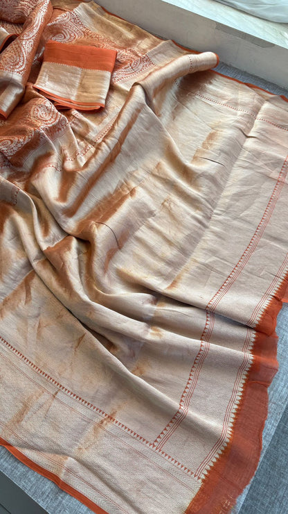 Zari Golden Weaving On Khaddi Georgette Banarasi · 20 Artisan Hours of work · The Zari Edit