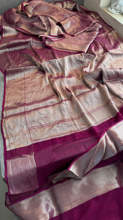 Zari Golden Weaving On Khaddi Georgette Banarasi · 20 Artisan Hours of work · The Zari Edit