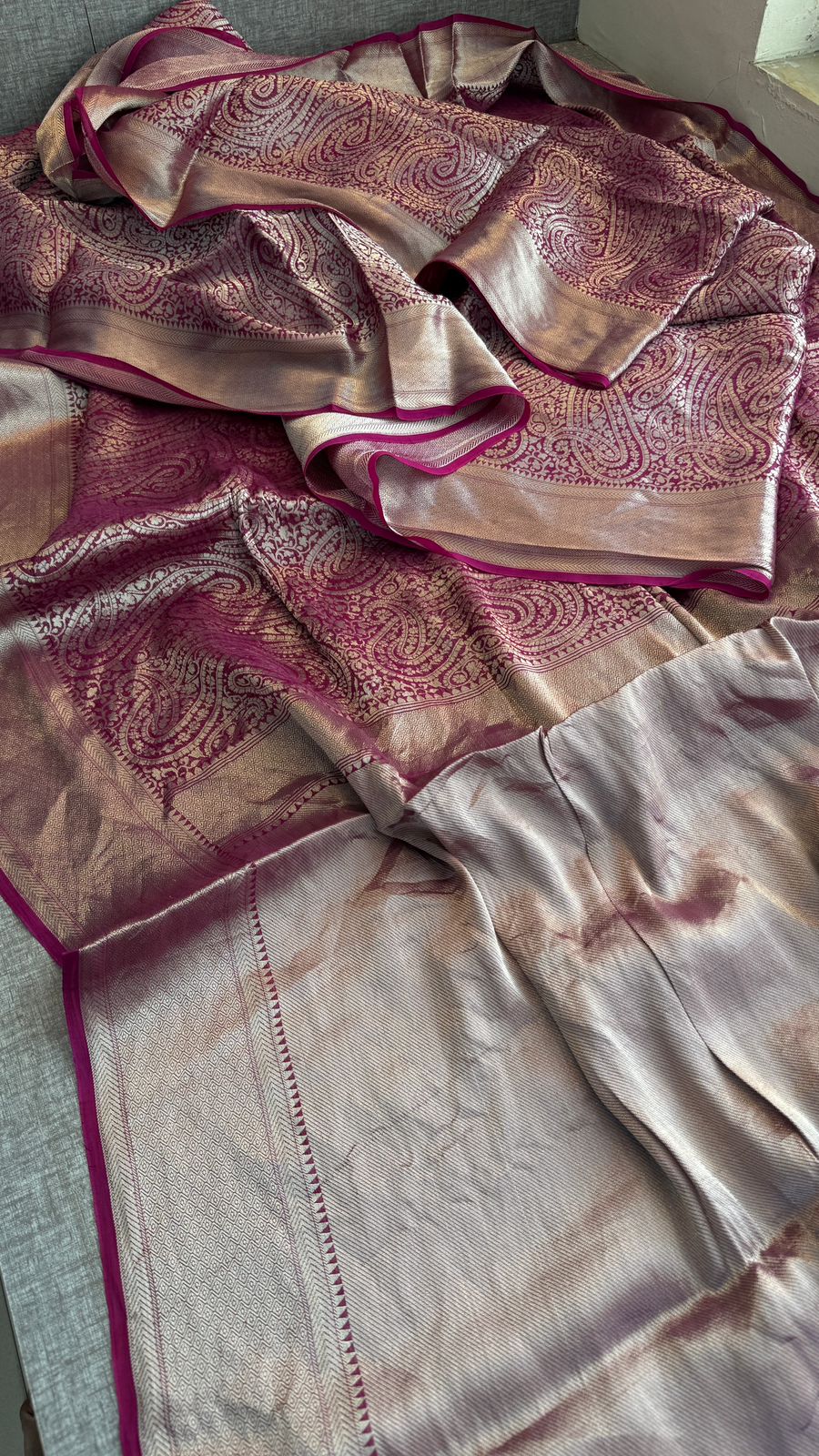 Elegant Khaddi Georgette Banarasi Saree With Rich Golden Weaving