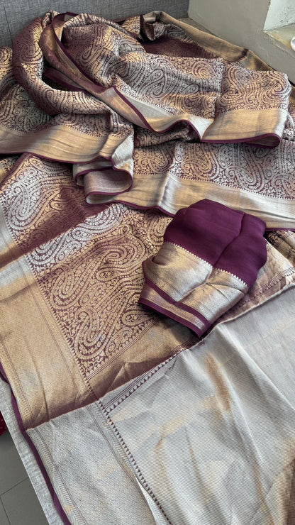 Zari Golden Weaving On Khaddi Georgette Banarasi · 20 Artisan Hours of work · The Zari Edit