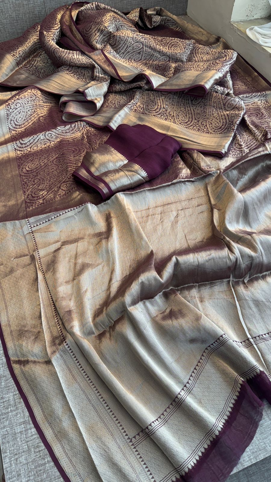 Zari Golden Weaving On Khaddi Georgette Banarasi · 20 Artisan Hours of work · The Zari Edit