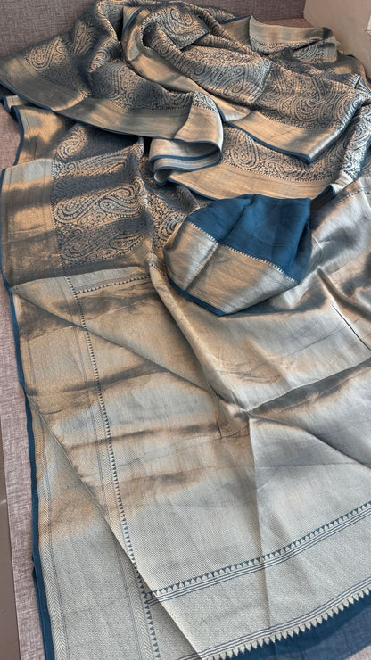 Zari Golden Weaving On Khaddi Georgette Banarasi · 20 Artisan Hours of work · The Zari Edit