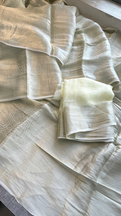 Zari Golden Weaving On Khaddi Georgette Banarasi · 20 Artisan Hours of work · The Zari Edit