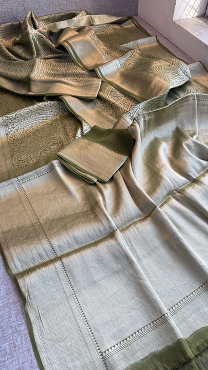 Zari Golden Weaving On Khaddi Georgette Banarasi · 20 Artisan Hours of work · The Zari Edit