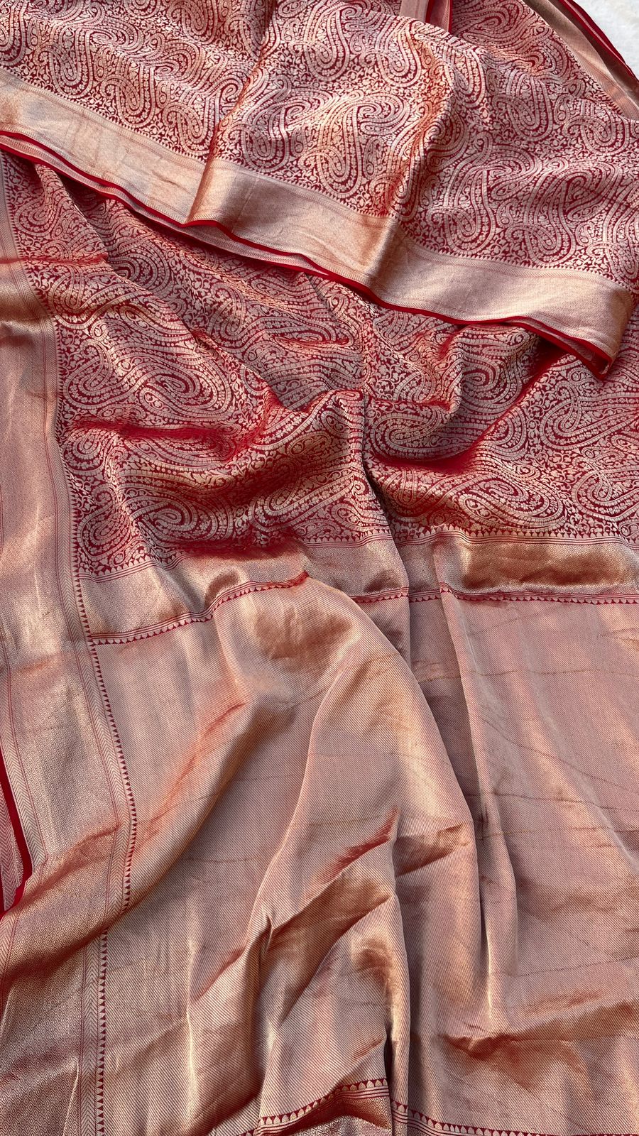 Zari Golden Weaving On Khaddi Georgette Banarasi · 20 Artisan Hours of work · The Zari Edit
