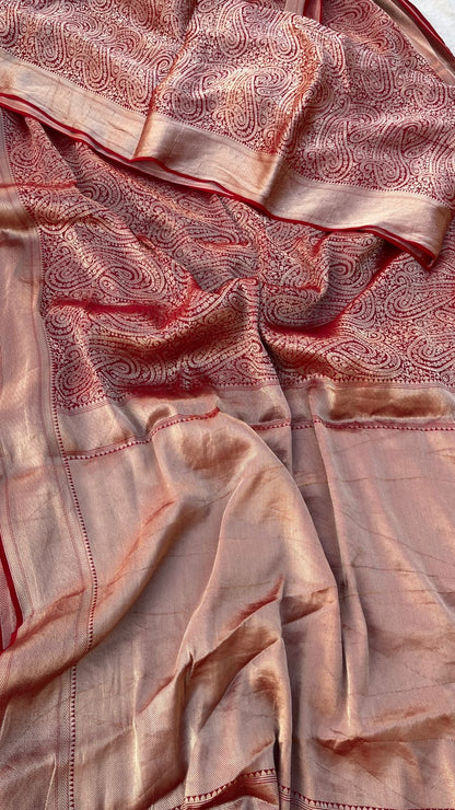 Zari Golden Weaving On Khaddi Georgette Banarasi · 20 Artisan Hours of work · The Zari Edit