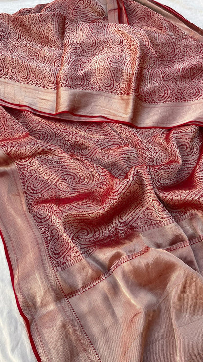 Zari Golden Weaving On Khaddi Georgette Banarasi · 20 Artisan Hours of work · The Zari Edit