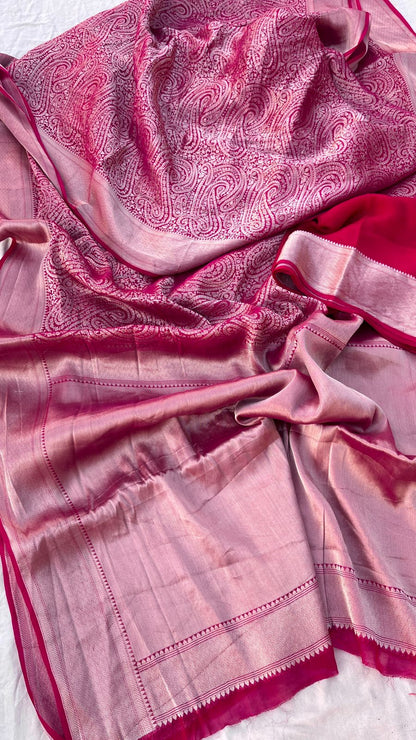 Zari Golden Weaving On Khaddi Georgette Banarasi · 20 Artisan Hours of work · The Zari Edit