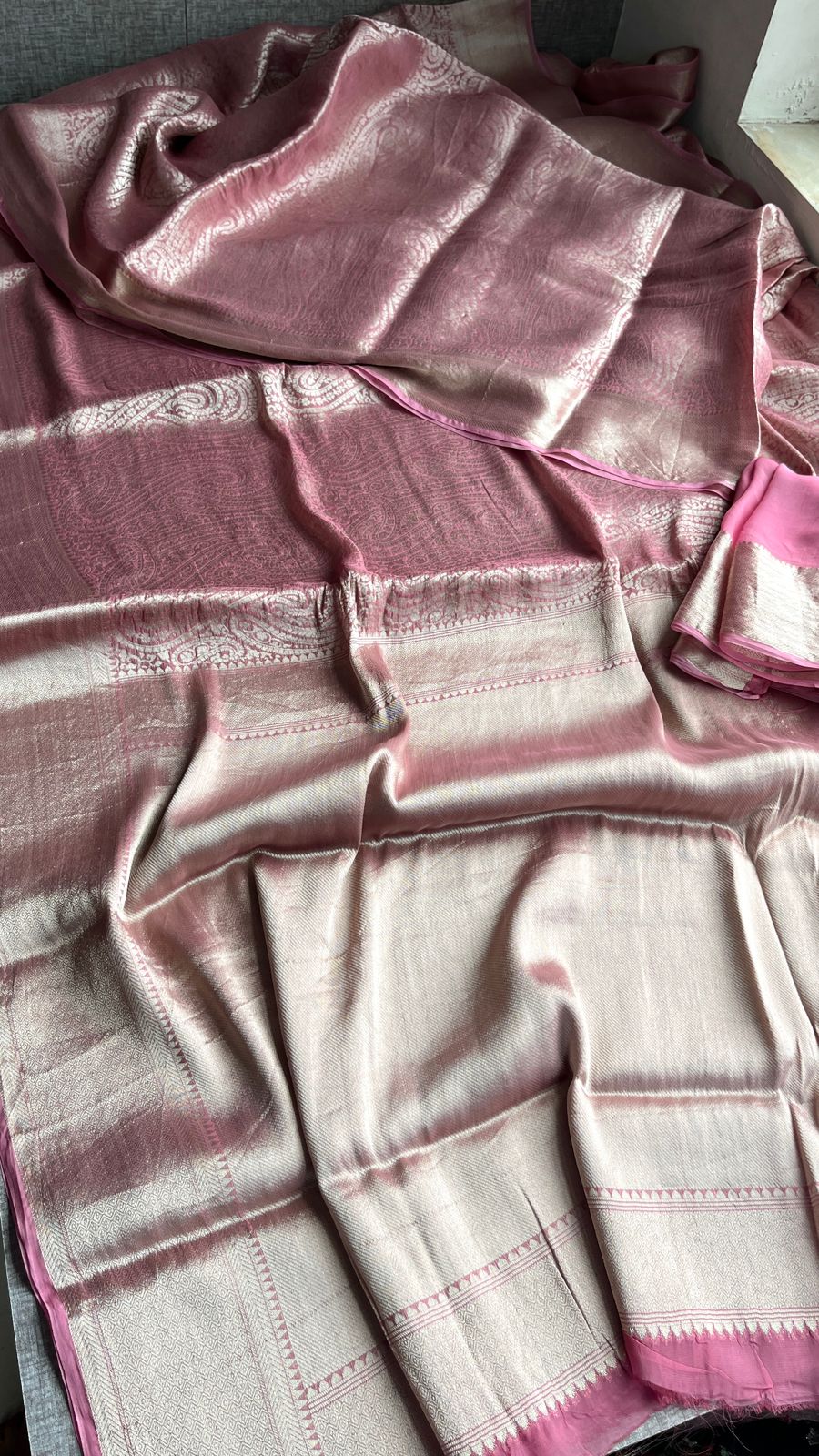 Zari Golden Weaving On Khaddi Georgette Banarasi · 20 Artisan Hours of work · The Zari Edit