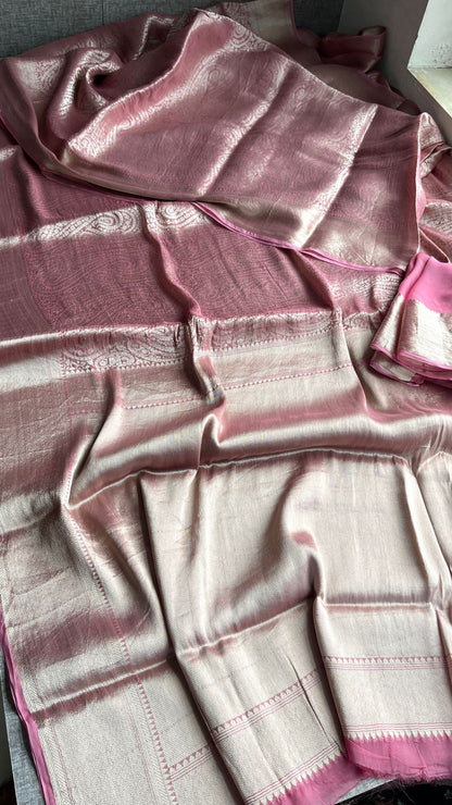 Zari Golden Weaving On Khaddi Georgette Banarasi · 20 Artisan Hours of work · The Zari Edit
