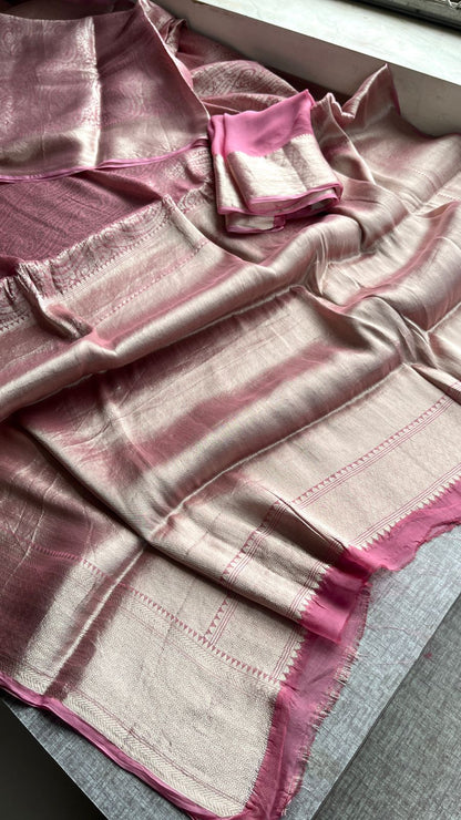 Zari Golden Weaving On Khaddi Georgette Banarasi · 20 Artisan Hours of work · The Zari Edit