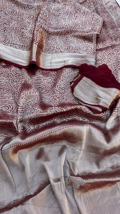 Zari Golden Weaving On Khaddi Georgette Banarasi · 20 Artisan Hours of work · The Zari Edit